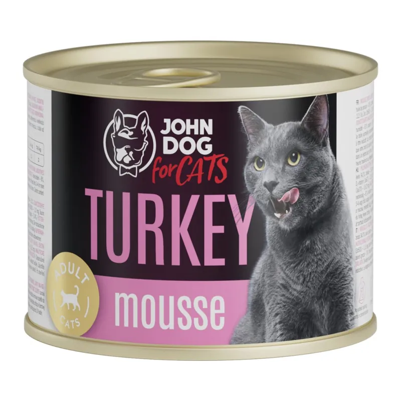 John Dog for Cats Mus z Indykiem 200g Bezzbożowa Mokra Karma Dla Kota Ekspresowa dostawa