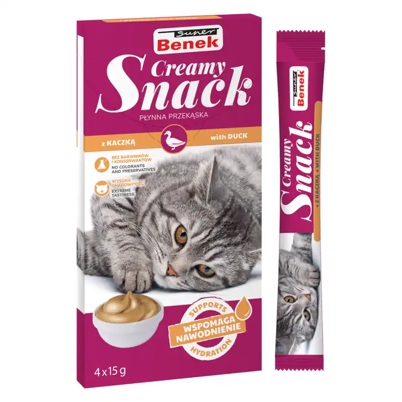 Super Benek Creamy Snack 60g (4x15g) Płynna Przekąska Dla Kotów Z Kaczką Zamów teraz