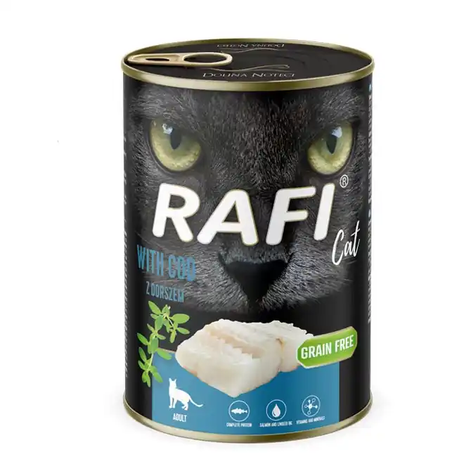 Kup teraz Rafi Cat Adult 400g Bezzbożowa Mokra Karma Dla Kota Z Dorszem