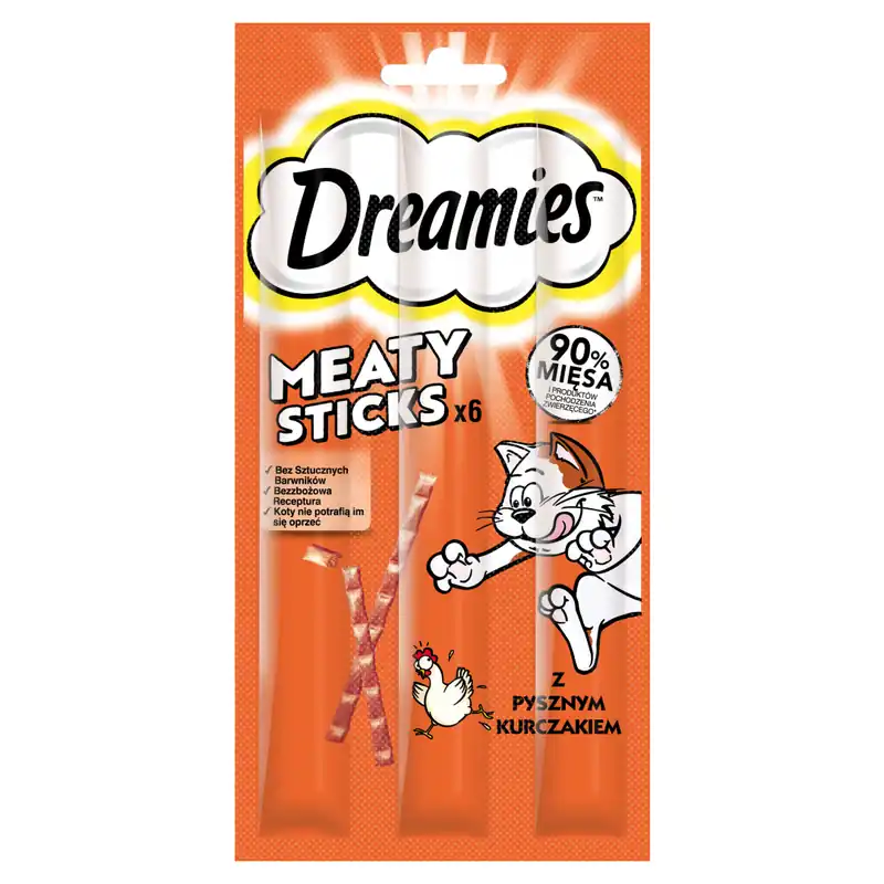 Zamów dziś Przysmak Dreamies 30g Karma Uzupełniająca Dla Dorosłych Kotów Pałeczki Z Kurczakiem