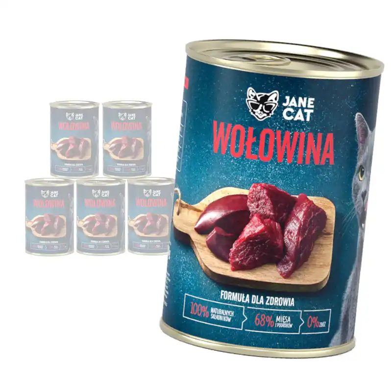 Jane Cat ADULT WOŁOWINA 6x 400g mokra karma dla kotów bez zbóż i kurczaka Super okazja