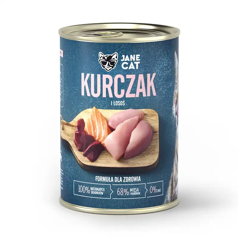 Cena promocyjna Jane Cat ADULT KURCZAK ŁOSOŚ 400g mokra karma dla kotów bez zbóż