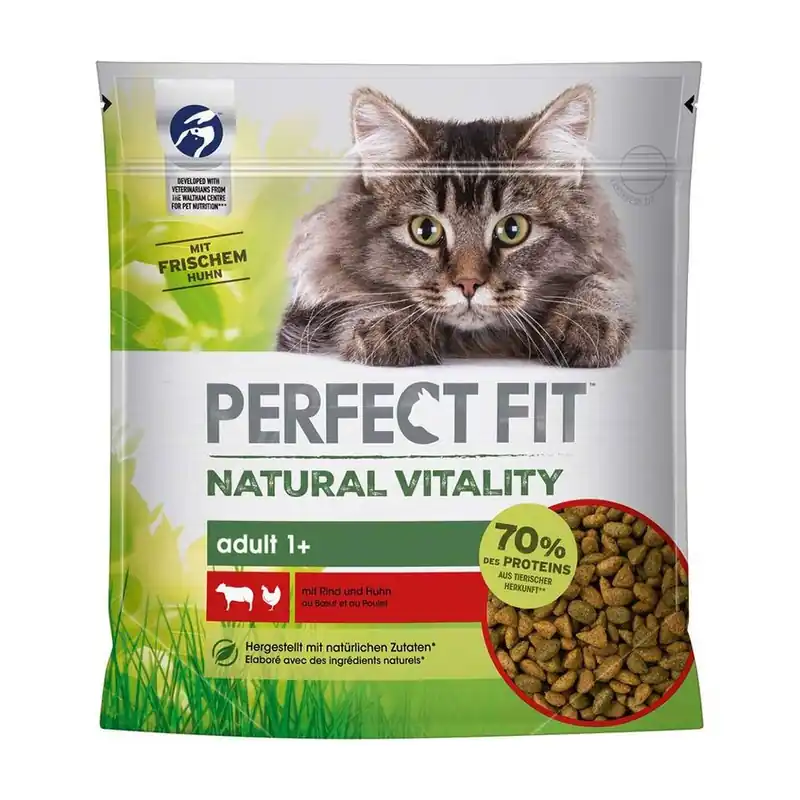 Perfect Fit Natural Vitality Sucha Karma Dla Kotów Z Wołowiną I Kurczakiem 650g Zamów teraz