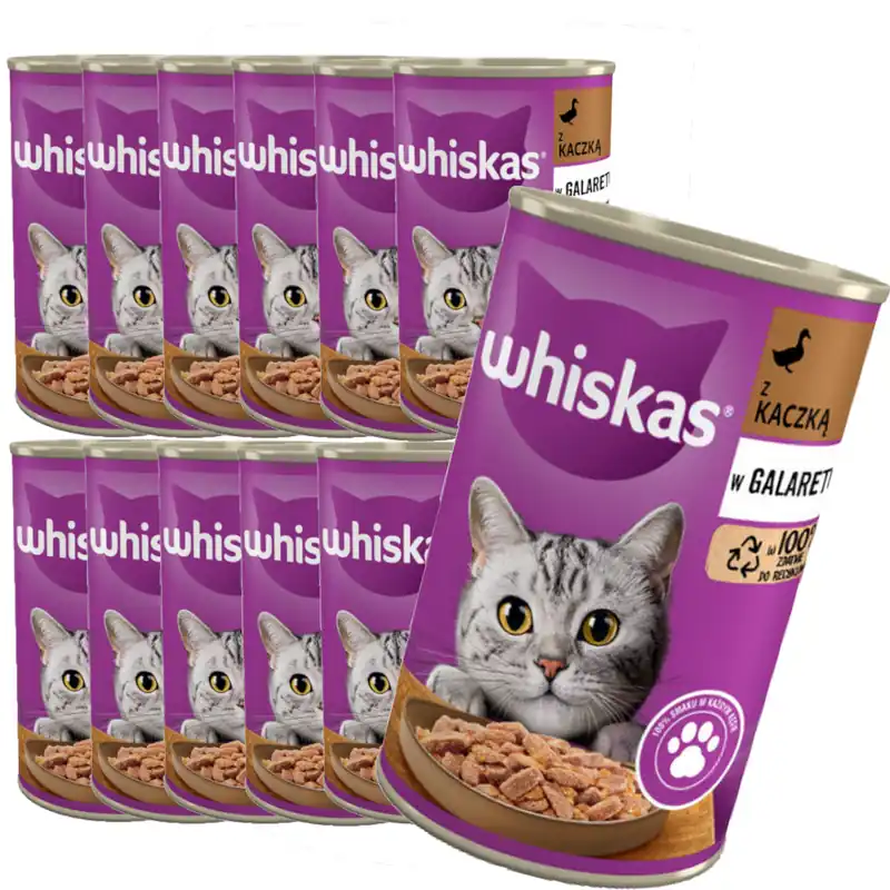 WHISKAS Adult puszka 12x400g KACZKA mokra karma w galaretce dla dorosłych kotów Sprawdź teraz
