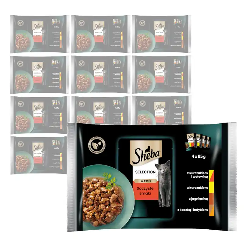 Wyprzedaż Sheba Selection in Sauce Soczyste Smaki 52 Szt. Karma Dla Kotów W Sosie Cztery Smaki
