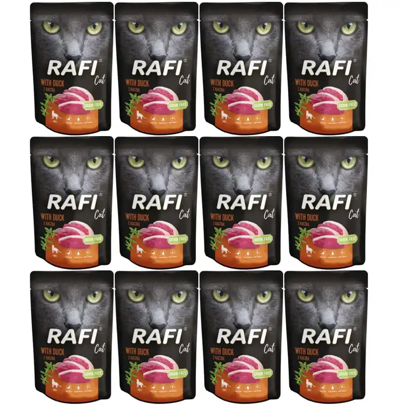 Mokra Karma dla Kota Rafi Cat Adult z Kaczką Saszetka Zestaw 12x100g Kup online