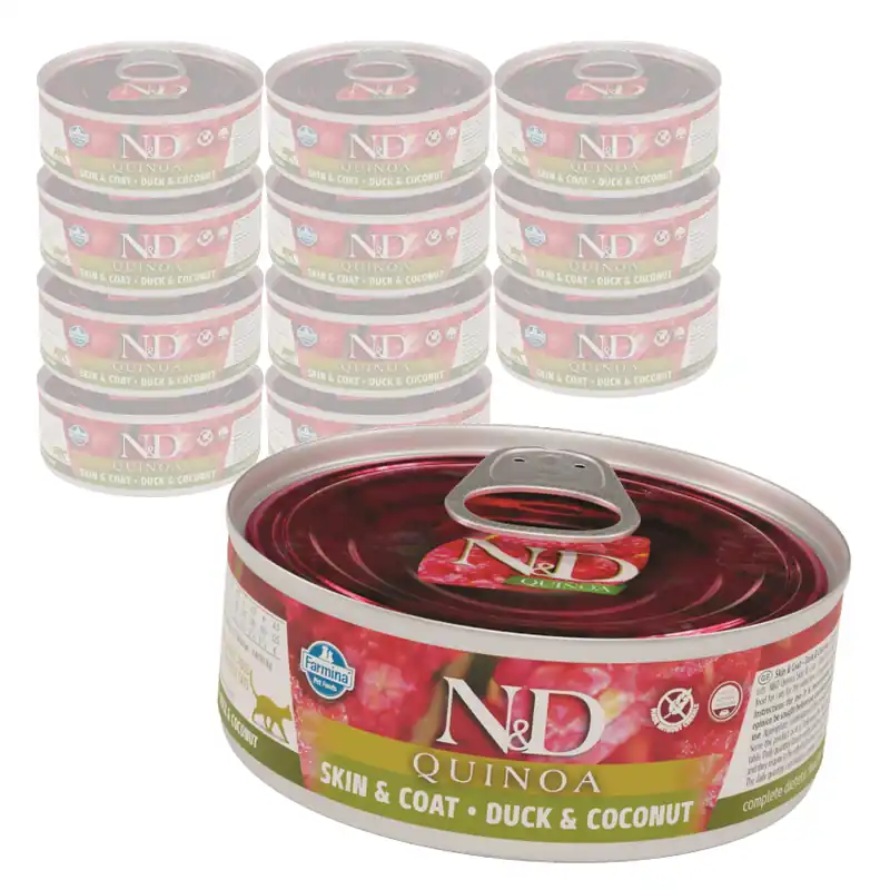Farmina N&D Cat Quinoa Skin & Coat Duck & Coconut 12x80g Mokra Karma Dla Kota Kaczka Z Kokosem Na Skórę I Sierść Łatwy zwrot