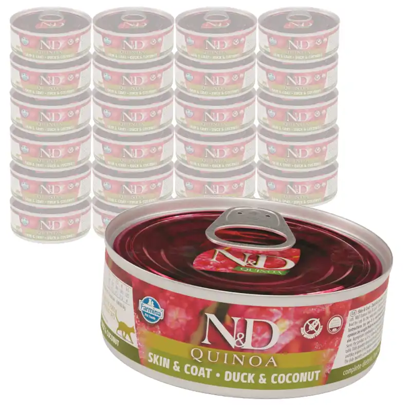 Obniżka ceny Farmina N&D Cat Quinoa Skin & Coat Duck & Coconut 24x80g Mokra Karma Dla Kota Kaczka Z Kokosem Na Skórę I Sierść