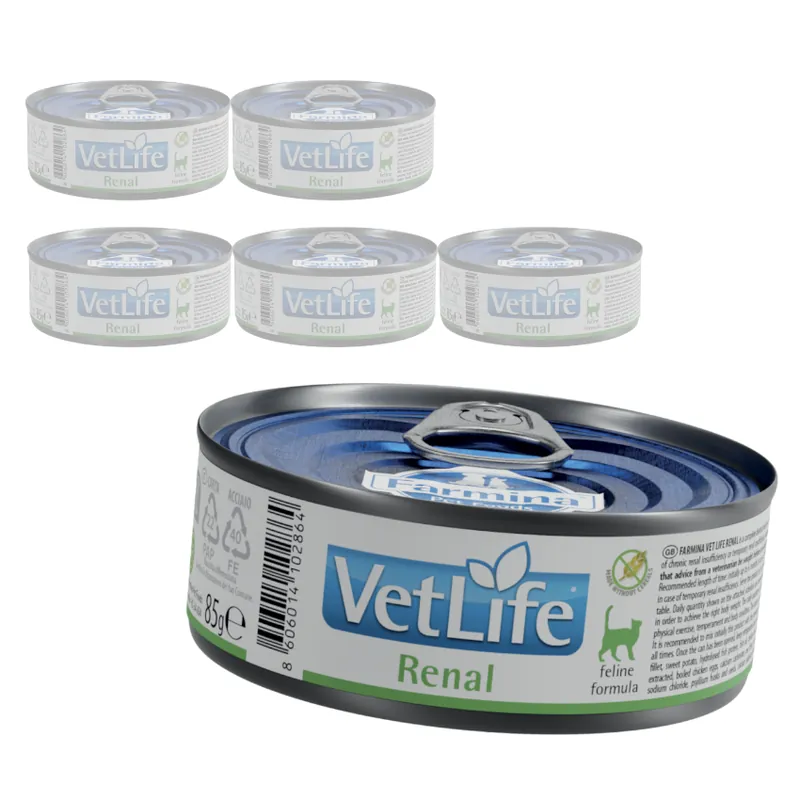 Farmina Vet Life Renal Feline 6x85g Mokra Karma Dla Kota z Ostrą Niewydolnością Nerek Ostatnie sztuki