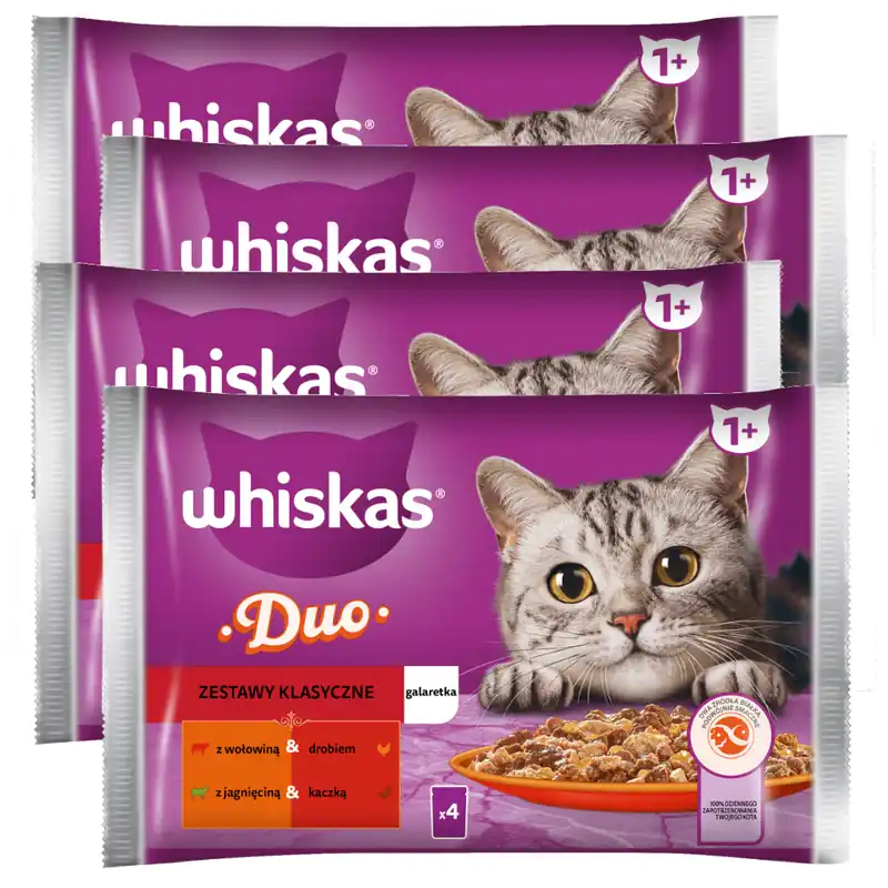 Promocja Whiskas Adult 4x340g Zestawy Klasyczne Mokra Karma Dla Dorosłych Kotów 2 Smaki W Galaretce