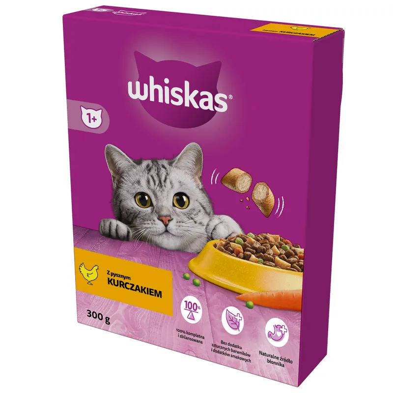 Whiskas Adult 300g Sucha Karma Pełnoporcjowa Dla Dorosłych Kotów Z Kurczakiem Do wyczerpania zapasów