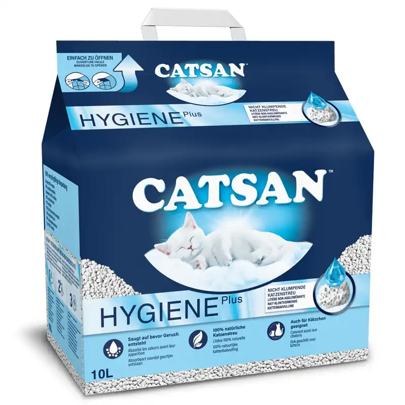 Ograniczona ilość Catsan Hygiene Plus 10l Naturalny Żwirek Bentonitowy Niezbrylający Dla Kota