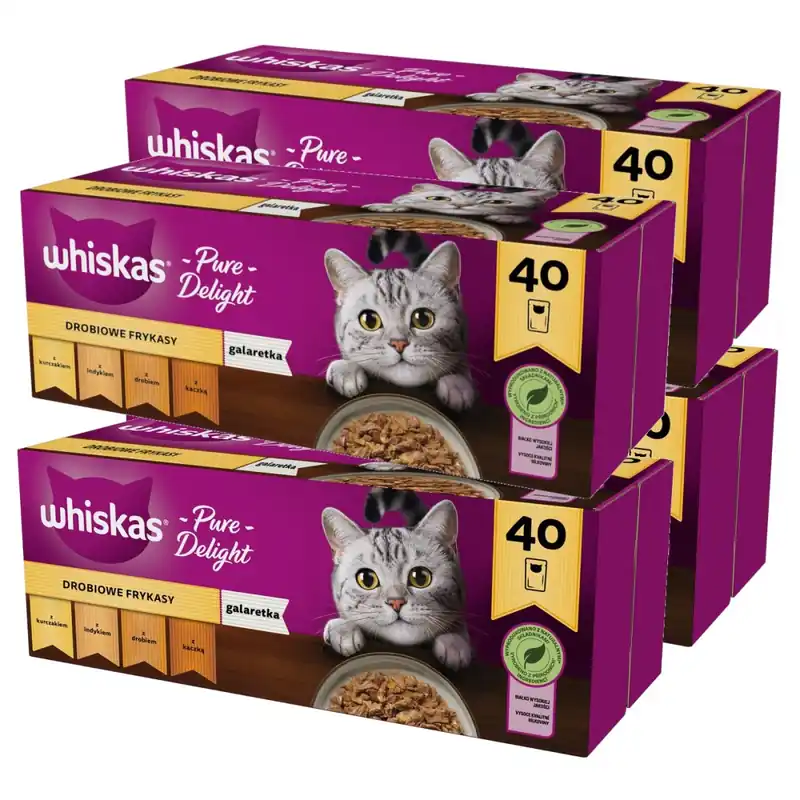 Whiskas Adult 160x85g Drobiowe Frykasy Mokra Karma Dla Dorosłych Kotów 4 Smaki W Galaretce Zamów dziś