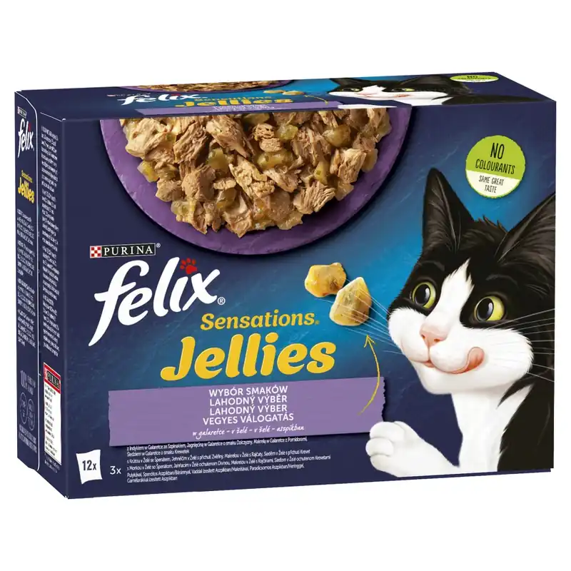 Super okazja Felix Sensations Jellies Karma Dla Kotów Wybór Smaków W Galaretce 1,02kg (12x85g) Indyk Jagnięcina Makrela Śledź