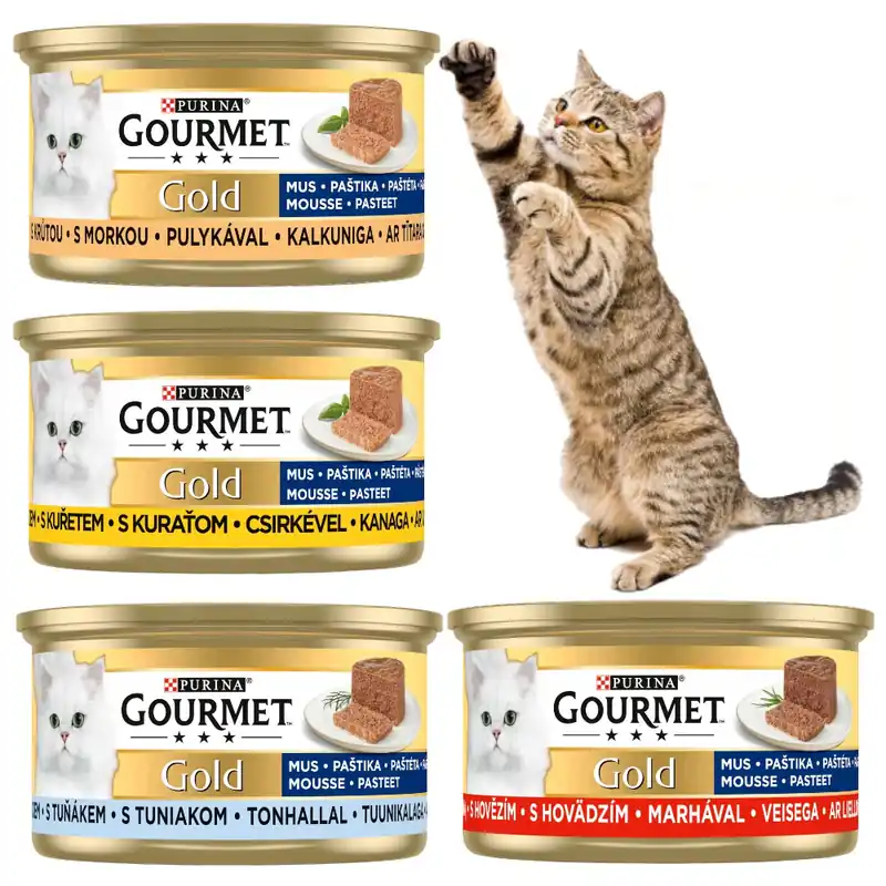 Ekspresowa dostawa Purina Gourmet Gold Karma Dla Kotów Mus Z Indykiem Kurczakiem Wołowiną i Tuńczykiem 12x85g