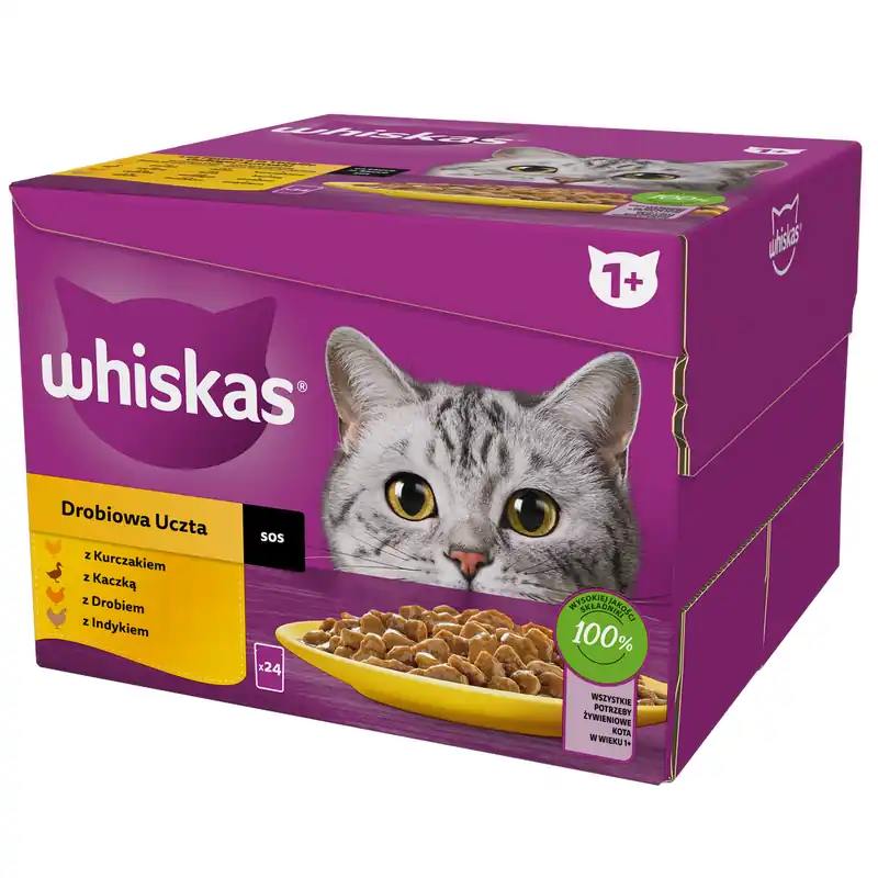 Whiskas Adult Drobiowa Uczta Saszetki 24x85g Mokra Karma Dla Dorosłych Kotów w Sosie Niska cena