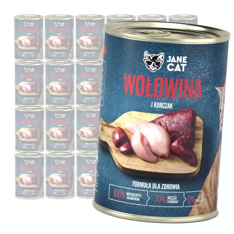 Jane Cat Adult Wołowina Kurczak 24x400g Mokra Karma Dla Kotów Bez Zbóż Bezpieczna płatność