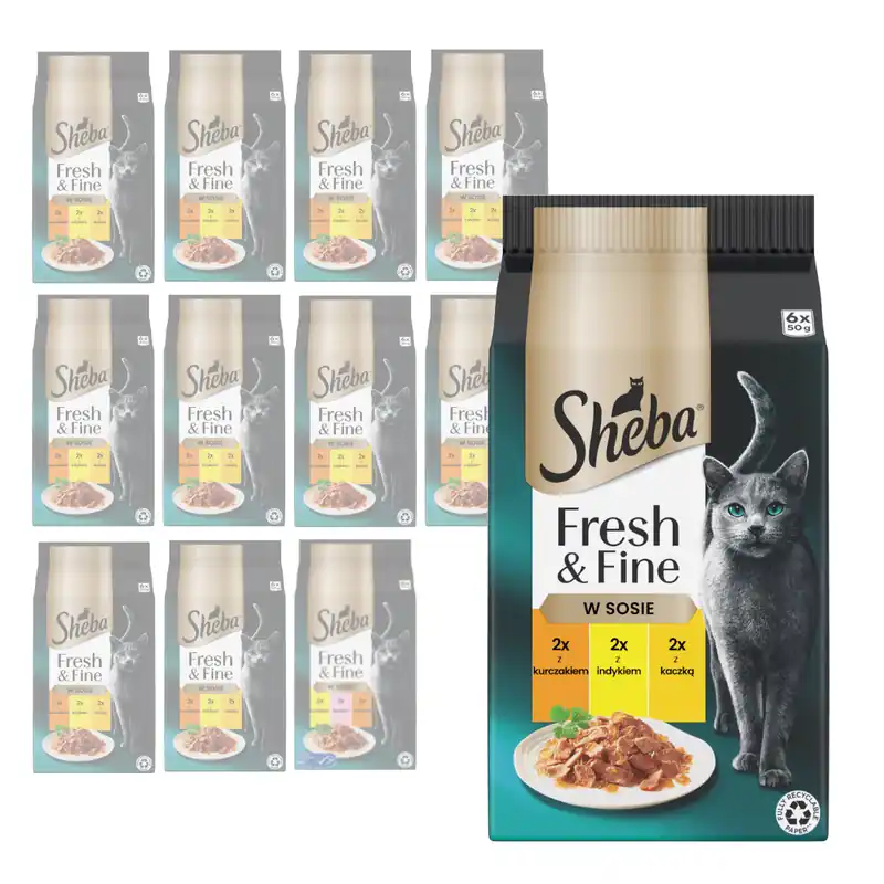 Wybór klientów Sheba Fresh & Fine Saszetki 72x50g Mokra Karma Dla Kotów W Sosie Kurczak Indyk Kaczka