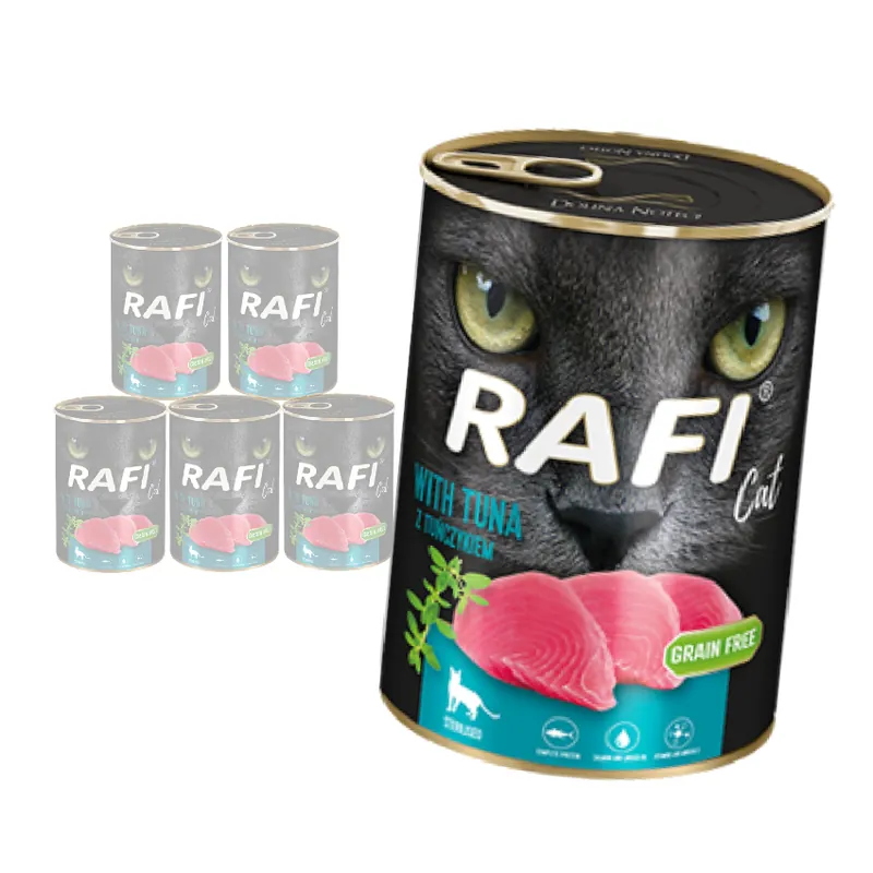 Bezpieczne zakupy Rafi Cat Adult Bezzbożowa Mokra Karma Dla Kotów Sterylizowanych Z Tuńczykiem 6x400g