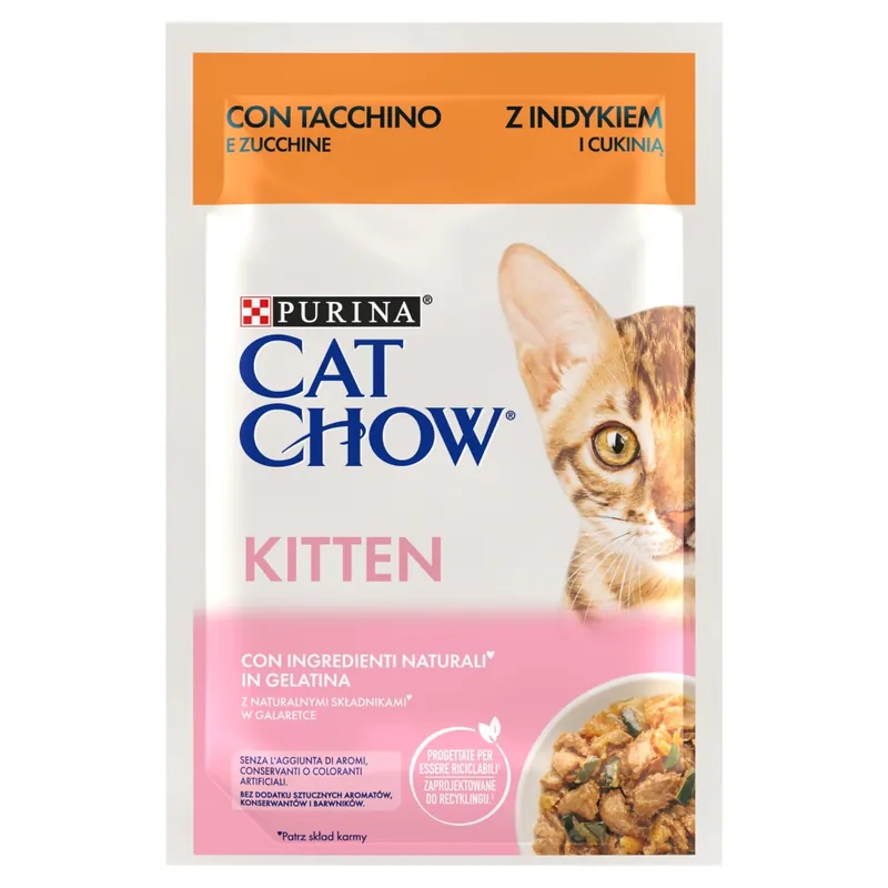 Wybór klientów Purina Cat Chow Kitten 85g Mokra Karma Dla Kociąt z Indykiem i Cukinią w Galaretce
