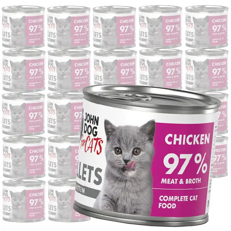Hit cenowy John Dog for Cats Mokra Karma Dla Kociąt Filety Z Kurczaka 24x140g