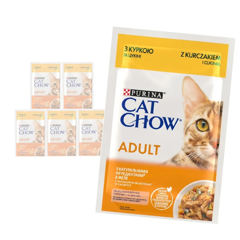 Kup teraz Purina Cat Chow Adult 6x85g Mokra Karma Dla Kota z Kurczakiem i Cukinią w Galaretce