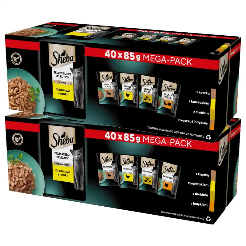 Tylko do końca tygodnia Sheba Drobiowe Smaki 80x85g Pełnoporcjowa Mokra Karma Dla Kota W Sosie I Galaretce