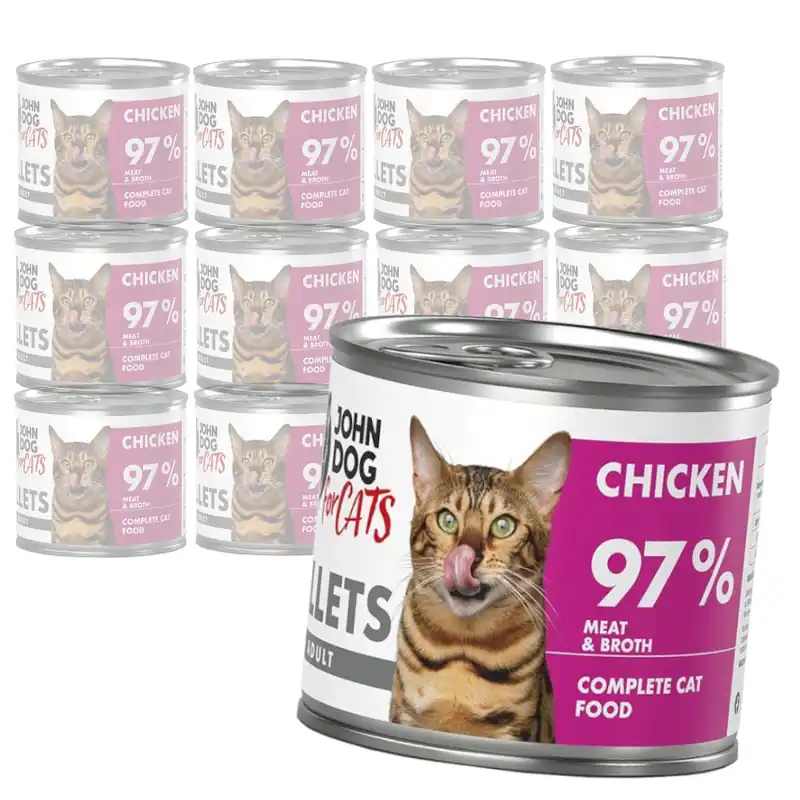 Obniżka ceny John Dog for Cats Mokra Karma Dla Dorosłych Kotów Filety Z Kurczaka 12x140g