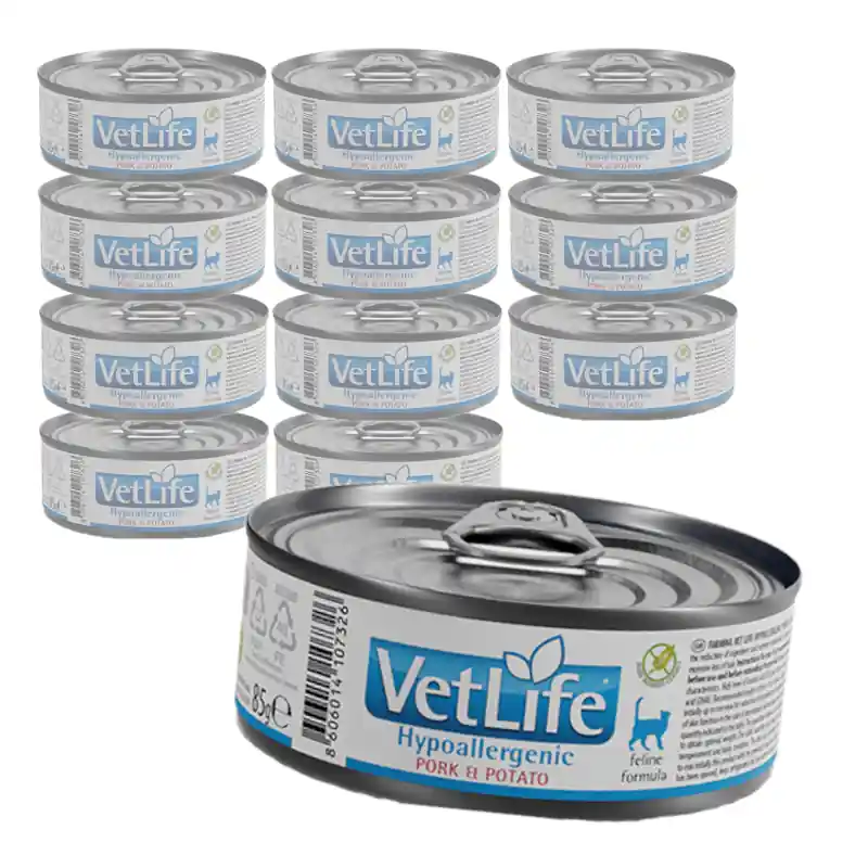 Zniżka Farmina Vet Life Hypoallergenic Pork & Potato 12x85g Hipoalergiczna Mokra Karma Dla Kota z Wieprzowiną
