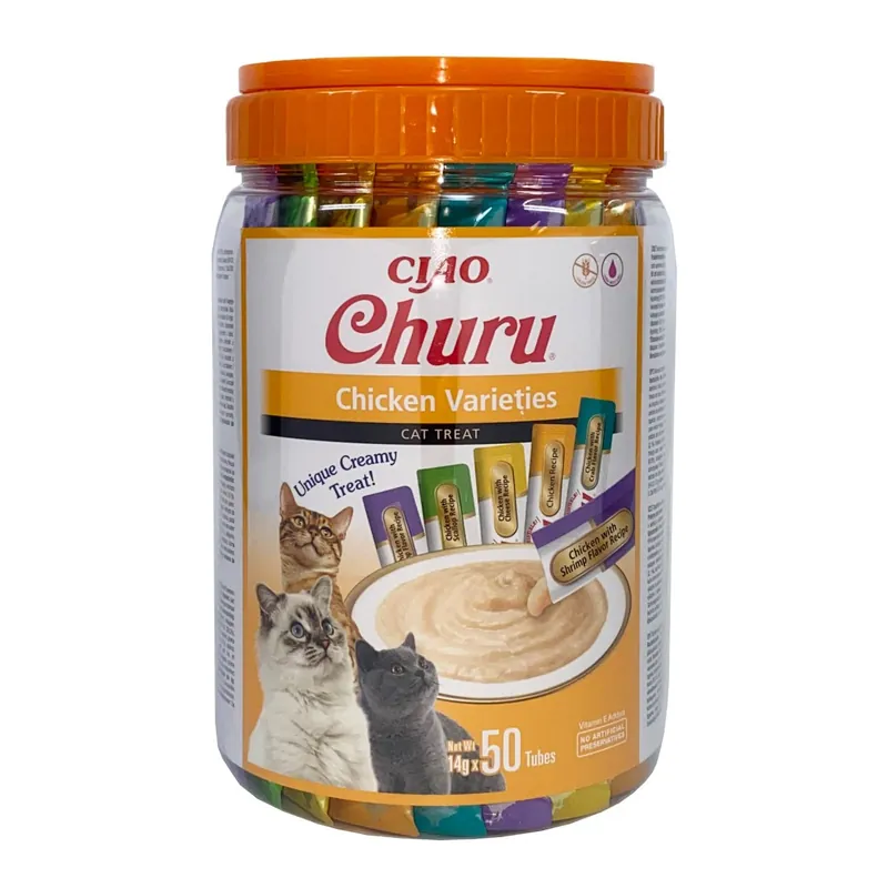 Inaba Cat Churu 50x14g (700g) Kremowy Przysmak Dla Kota Pasta Mix Z Kurczakiem Słoik Taniej