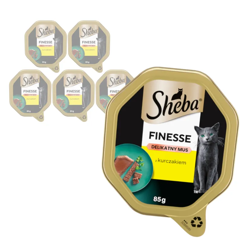Nowość Sheba Finesse Tacka 6x85g Mokra Karma Pełnoporcjowa Dla Kota Z Kurczakiem W Musie