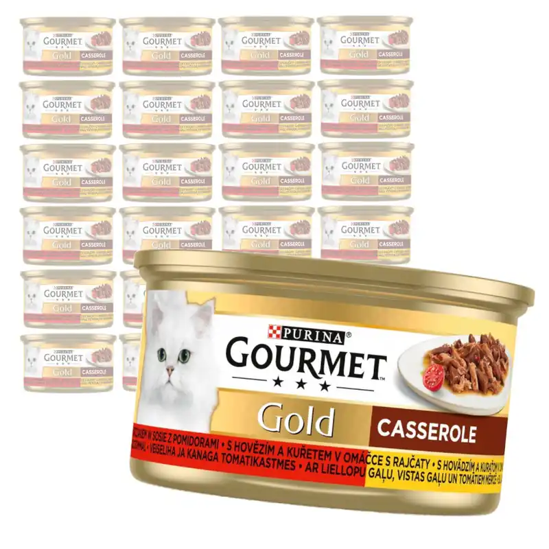 Do wyczerpania zapasów Purina Gourmet Gold Karma Dla Kotów Casserole Z Wołowiną I Kurczakiem W Sosie Z Pomidorami 24x85g