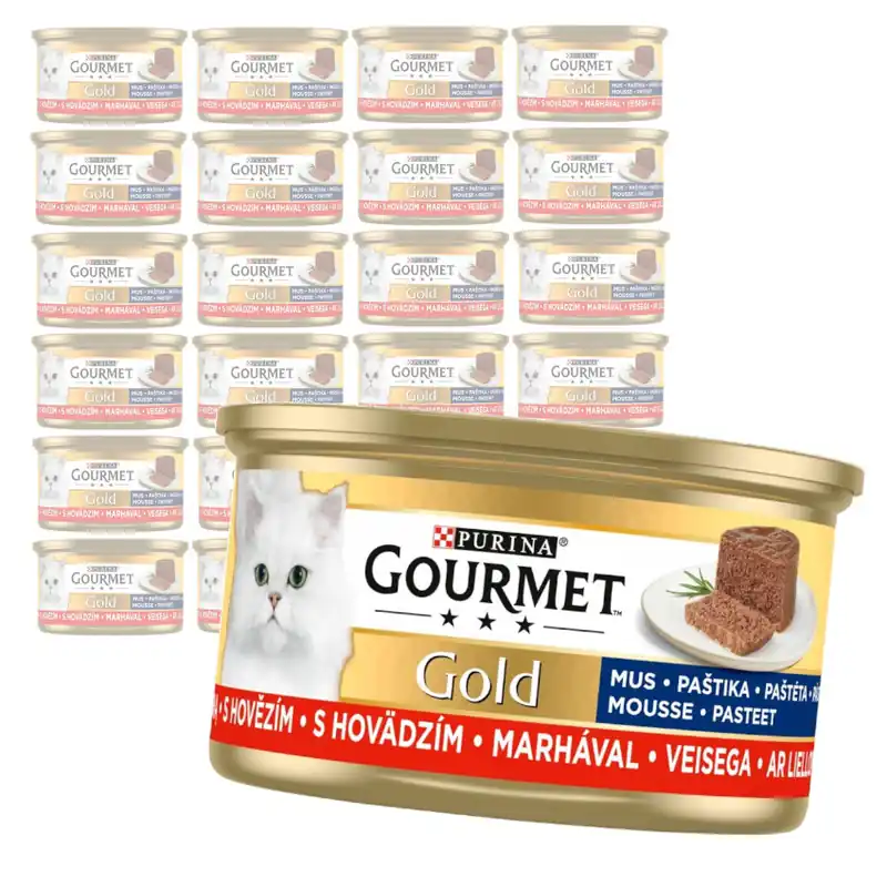Dostępne od ręki Purina Gourmet Gold Mus z Wołowiną 24x85g Mokra Karma Dla Kota