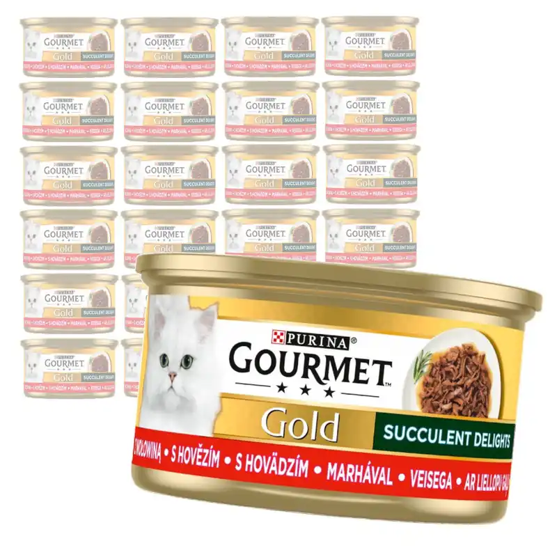 Purina Gourmet Gold z Wołowiną 24x85g Mokra Karma Dla Kota Succulent Delights Popularny