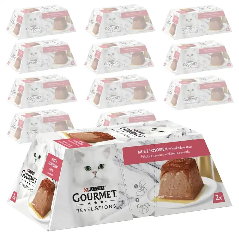 Bestseller Purina Gourmet Revelations Mus z Łososiem 24x57g Mokra Karma Dla Kota w Sosie
