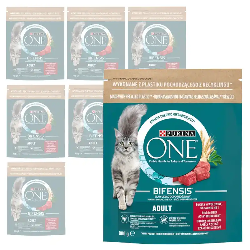 Purina One Bifensis Adult 8x800g Sucha Karma Dla Kota z Wołowiną Darmowy zwrot