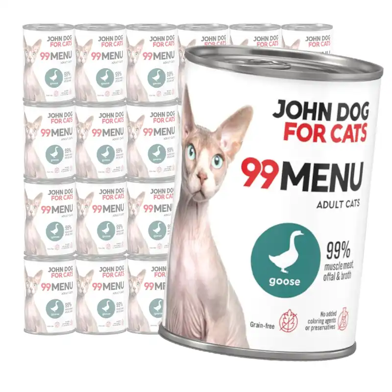 John Dog for Cats 99 Menu Mokra Karma Dla Dorosłych Kotów Z Gęsią 24x400g Super okazja
