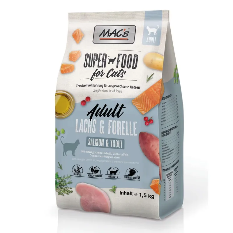 MAC‘s Cat Adult Sucha Karma Dla Kota 1,5kg Łosoś Pstrąg Nie przegap