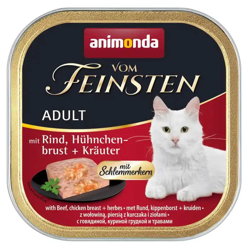 Animonda Vom Feinsten Adult 100g Mokra Karma dla Kota z Wołowiną Piersią Kurczaka i Ziołami Nie przegap