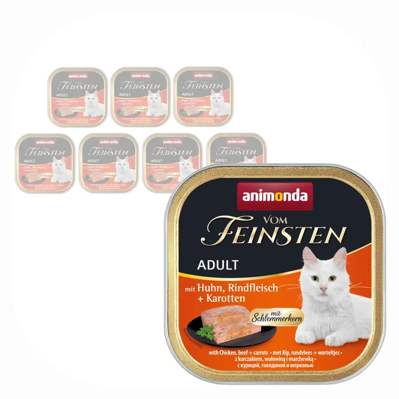 Animonda Vom Feinsten Adult 8x100g Mokra Karma dla Kota z Kurczakiem Wołowiną i Marchewką Hit sprzedaży