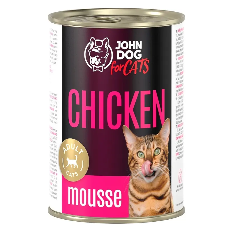 John Dog for Cats Mus z Kurczakiem 400g Bezzbożowa Mokra Karma Dla Kota Bestseller