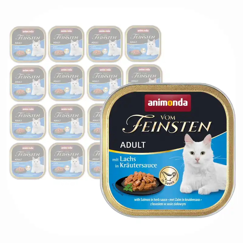 Hit cenowy Animonda Vom Feinsten Adult 16x100g Mokra Karma dla Kota z Łososiem w Sosie Ziołowym