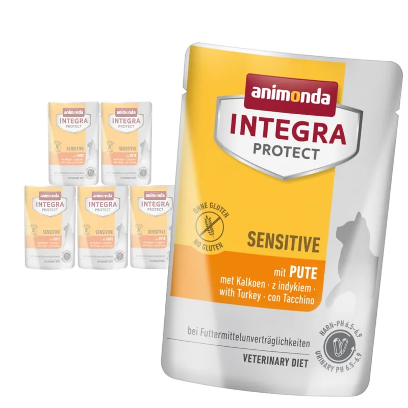 Niska cena Animonda Integra Protect Sensitive 6x85g Mokra Karma Dla Kota Z Nadwrażliwością Pokarmową Indyk