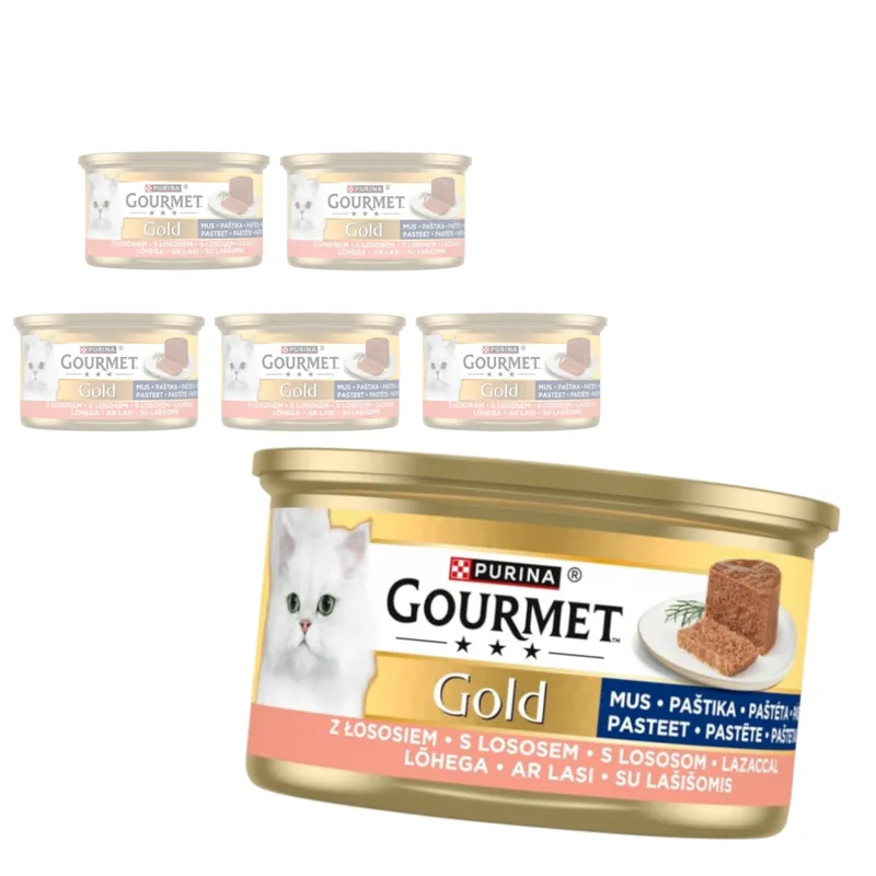 Purina Gourmet Gold Mus z Łososiem 6x85g Mokra Karma Dla Kota Bezpieczne zakupy