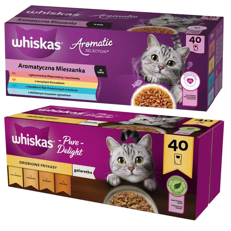 Niska cena Whiskas Adult 80x85g Mokra Karma Dla Kota Aromatyczna Mieszanka + Drobiowe Frykasy