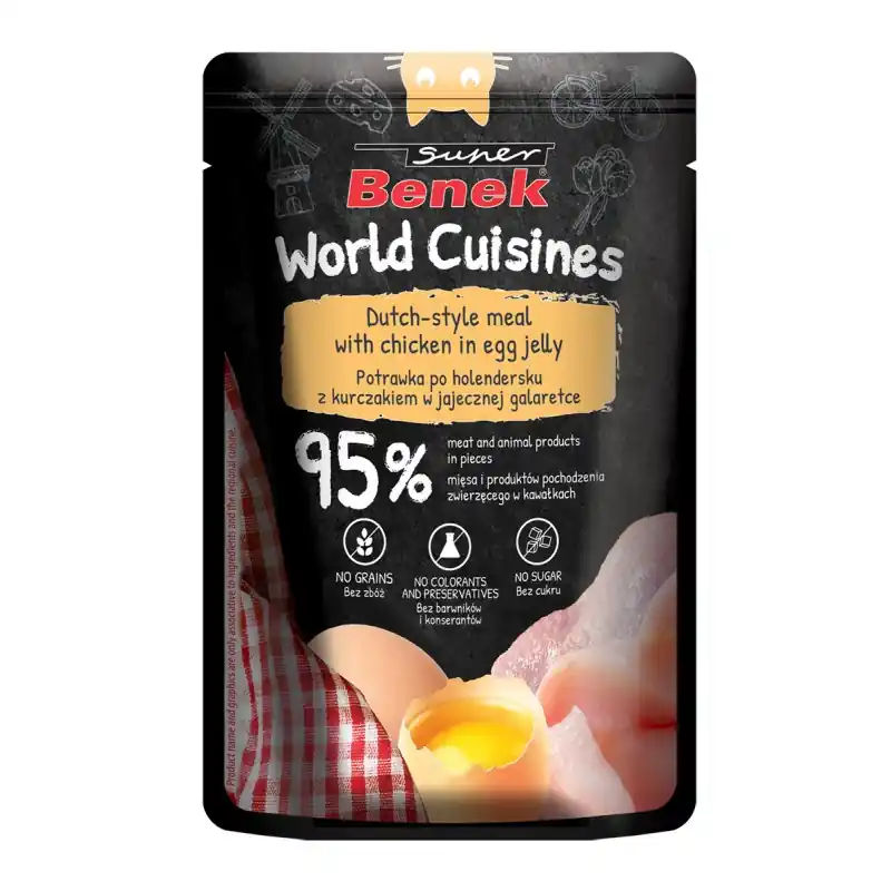 Super Benek World Cuisines 100g Mokra Karma Dla Kota Potrawka po Holendersku z Kurczakiem w Jajecznej Galaretce Obniżka ceny