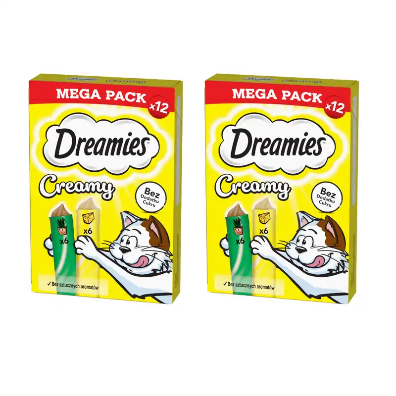 Niska cena Dreamies Creamy 24x10g Kremowy Przysmak Dla Kota Z Serem I Z Kocimiętką
