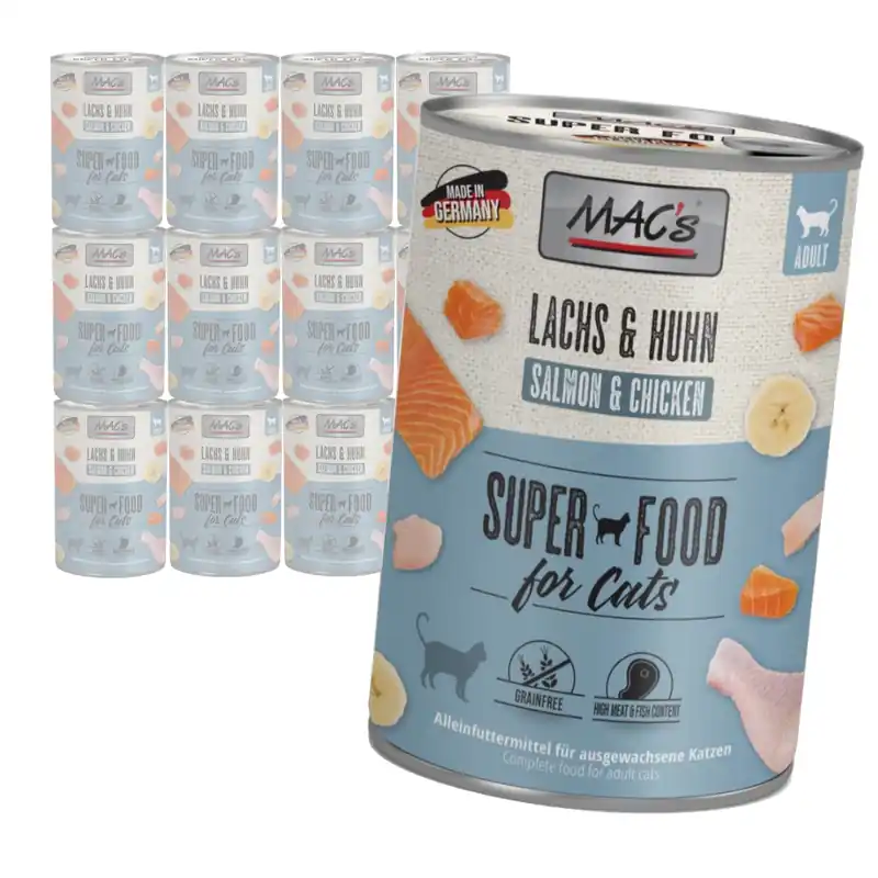 Darmowy zwrot MAC‘s Cat Mokra Karma Dla Kota Łosoś Kurczak 12x400g