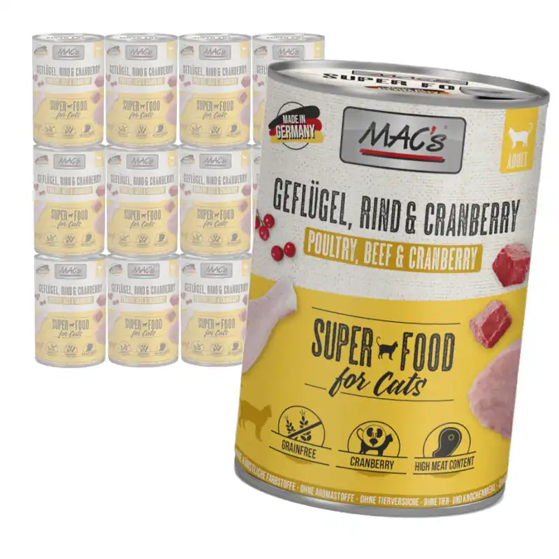 Rabat MAC‘s Cat Mokra Karma Dla Kota Drób Żurawina 12x400g