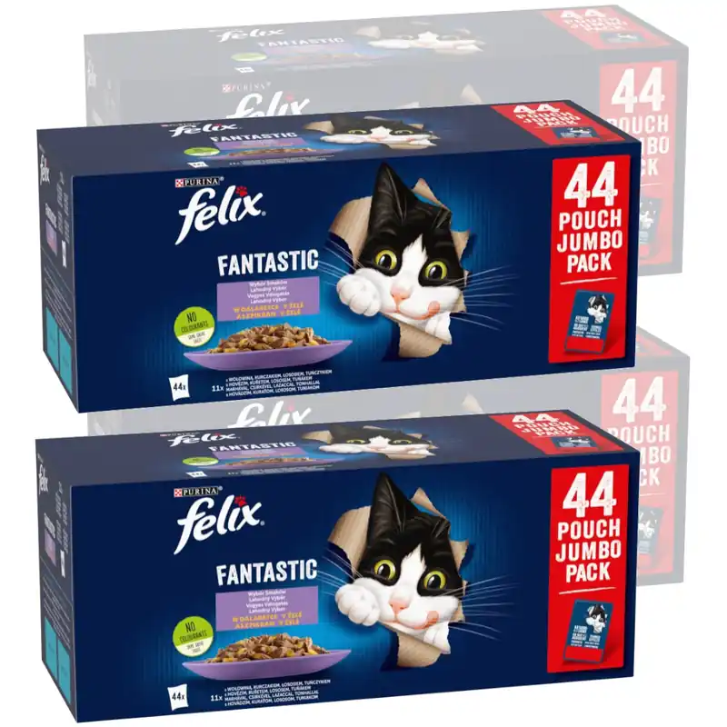 Felix Fantastic Mokra Karma Dla Kota Wybór Smaków W Galaretce 176x85g Wołowina Kurczak Łosoś Tuńczyk Wyprzedaż